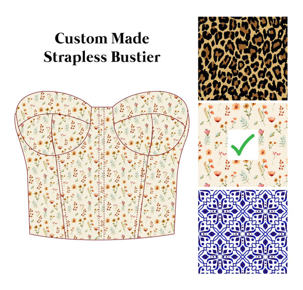 Custom Pattern Strapless Bustier Top